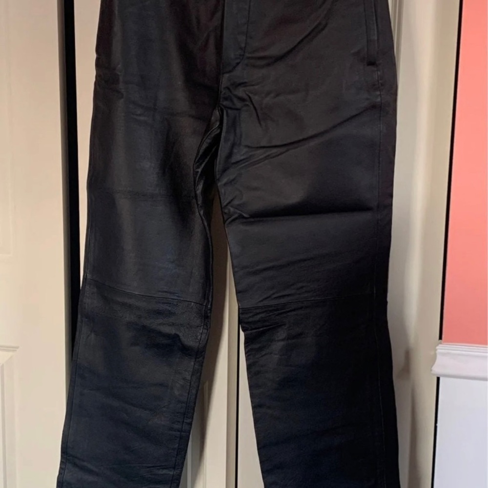New International Male Black Leather Pants (34/34.5)